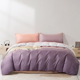 SAPHREAS Purple Pink Gradient Duvet Cover Set-Soft&Comfortable King Size Duvet Cover Set for All Season,3 Pieces 1 Duvet Cover and 2 Pillow Shams,with Zipper