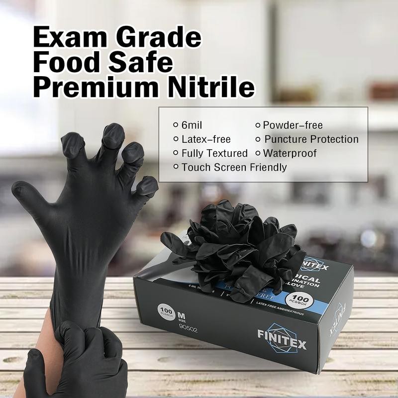 FINITEX 6mil 100% Nitrile Material, Strong Work Gloves - Multi-Purpose,Thick,Car