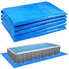 Hlimior 12' x 24' Rectangle Pool Liner Pad for Above Ground Pools Strong Durable Puncture Resistant Floor Mat Pad Rectangle Aboveground Pool Liner Pad Under Pool Mat Extends Liner Life,Blue