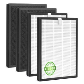 C3500 Replacement Filter Compatible with LUFTRUM C3500 Air Purifier,3-Stage High-Efficiency Filter +Activated Carbon Filtration (4 PACK)