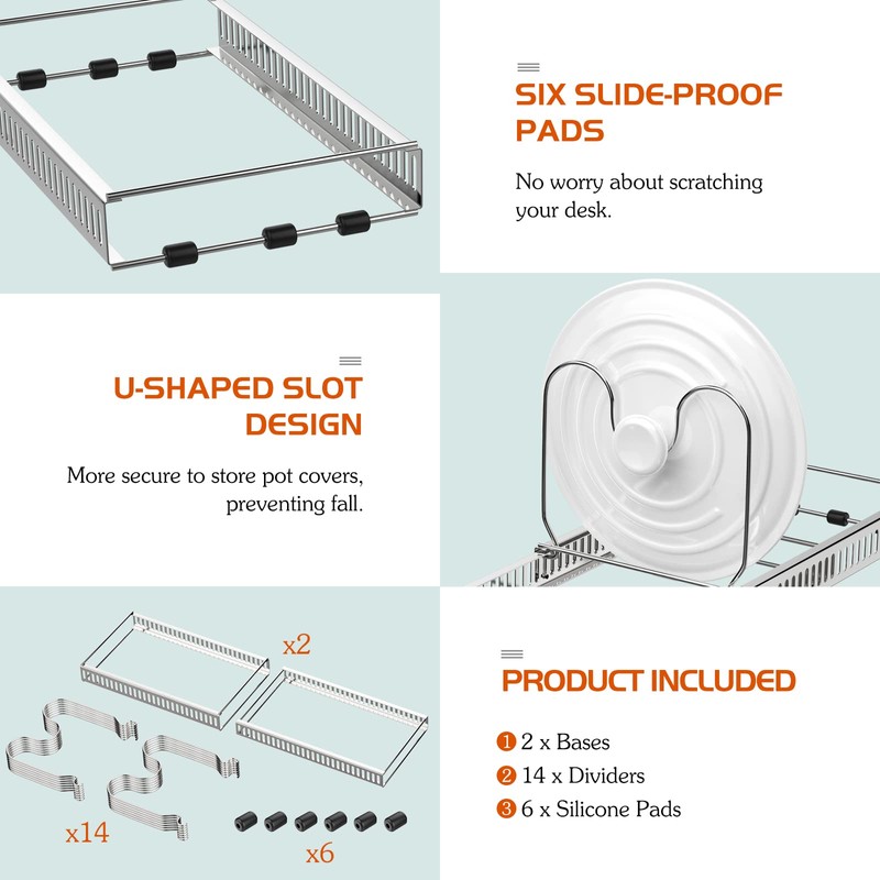 Housolution Pot and Pan Organizer Rack for Cabinet, Stainless Steel