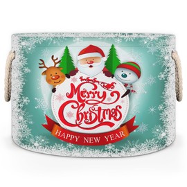 Santa Elk Snowman Storage Basket Cube Laundry Basket Large Storage Basket Bin with Handle Clothes Basket Laundry Hamper Organizer for Nursery Home Office