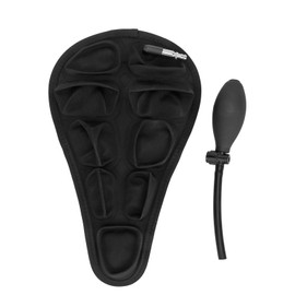 Bike Inflatable Seat Cover Portable Shock Absorption Breathable Foldable Bicycle Seat Cushion with Inflation Pump Black
