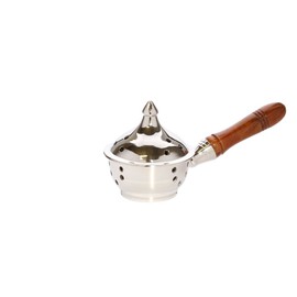 NKlaus Incense Burner Wooden Handle Incense Burner Scent Sticks nickel plated Esoteric for Incense 1533