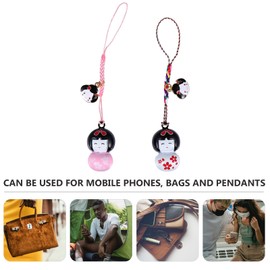 Hemobllo Couples 2pcs Sosaku Kokeshi Doll Japanese Girl Doll Key Chain Phone Bag Decorative Hanging Pendants Ornaments (Random Color) Wallet Keychain