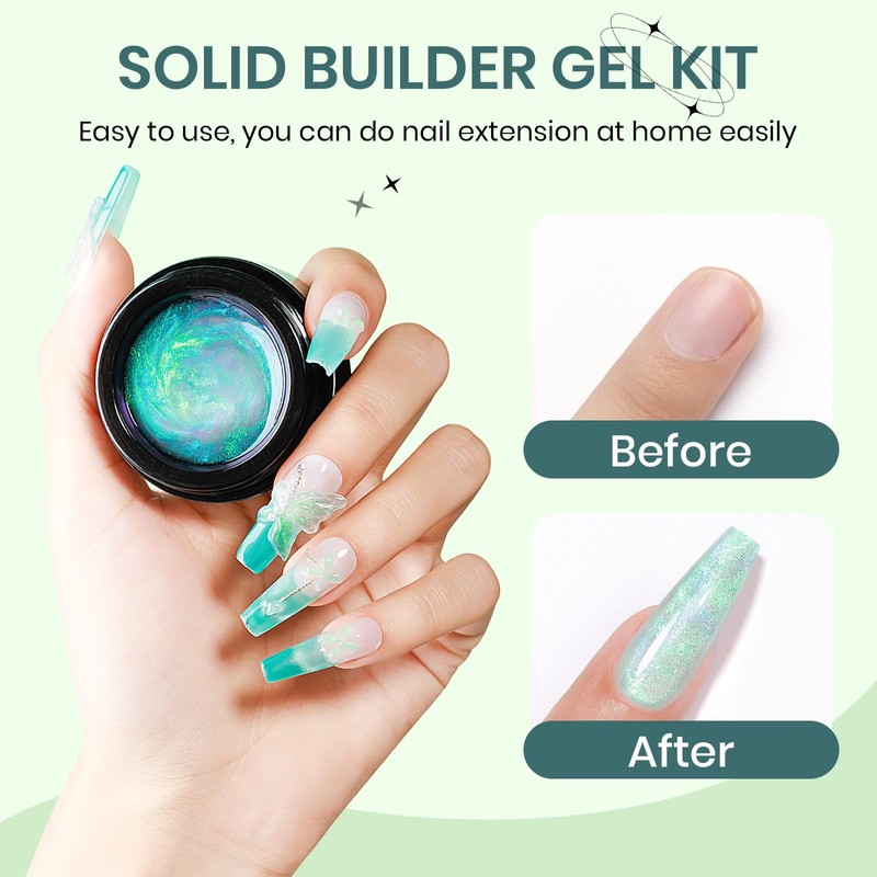 SUPWEE Solid Builder Gel for Nails - Aurora Green 3D
