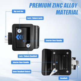 Beaiguna RV Entry Door Lock Replacement, Upgrade RV Door Latch Handle with Paddle Deadbolt for Outside, Camper Trailer Door Lock for Cargo Horse, Premium Zinc Alloy RV Door Locks for Travel Trailers