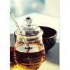 Honey Jar with Dipper and Lid Glass Heat Resistant l0