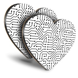 Destination Vinyl ltd Great Coasters (Set of 2) Heart - BW - Motherboard Computer Gaming PC Drink Glossy Coasters/Tabletop Protection for Any Table Type #43248