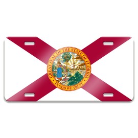 DMSE US State Flag License Plates 12" x 6" Inch - Durable Aluminum Tag for Cars and Trucks – Textured Finish Vibrant Colors - 100% Made in The USA (Florida)