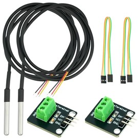 WWZMDiB 2 Sets DS18B20 Temperature Sensor Kit High-Precision Waterproof Probe + Adapter Board with Pull-up Resistor + Dupont line for Arduino Raspberry Pi DIY