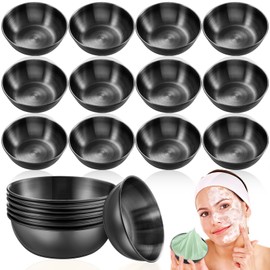 Teenyyou 12 Pcs 3.23 In DIY Face Mask Mixing Bowl Stainless Steel Esthetician Facial Mask Bowl Facial Small Mixing Esthetician Supplies for Lady Women Skincare Home Salon Cosmetic Beauty (Black)