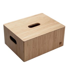 MobileVision Bamboo Storage Box PLUS LID COMBO, 14”x11”x 6.5”, Durable Bin w/ Handles, - For Clothes, Shoes, Arts & Crafts, Closet & Office Shelf
