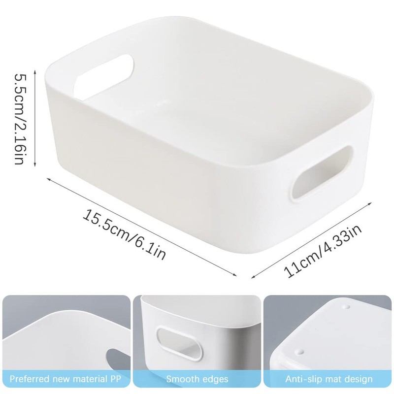 Hwtcjx Set of 6 Storage Boxes, Organiser with Handle, Plastic
