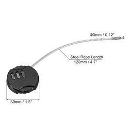 TOP-VIGOR 1Pcs Combination Lock 5 Inch, 3 Digit Outdoor Waterproof Resettable Padlock with Wire Rope, 135mm Safety Cable Lock Anti-Theft Padlocks for Luggage Gym Locker Fence Toolbox Backpack, Black