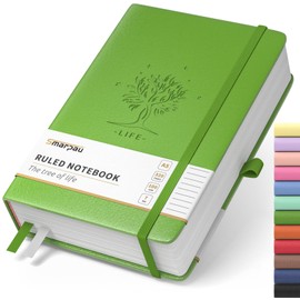 Smarpau Notebook A5-320 Pages Hardcover Leather Lined Journal with 100gsm Thick Paper, College Ruled Journal Notebooks for Women Men Writing School Office, 14.5 x 21cm - Grass Green