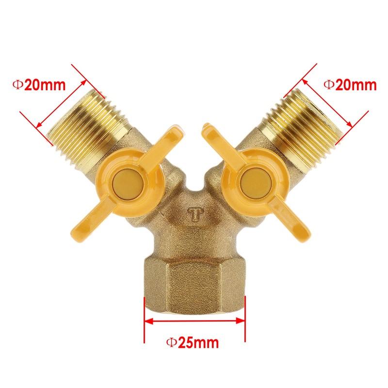 kesoto 1 Pc Brass Two Way Natural Gas Pipe Splitter