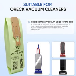 10 Pack Replacement Type CC Vacuum Bags for Oreck XL XL2 XL7 XL21 Upright Vacuum Cleaner,Part # CCPK8, CCPK8OH, CCPK8DW, AK1CC6A