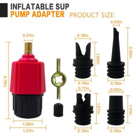Paddle Board Pump Adapter, Air Pump Adapter for Inflatables, Compressor Air Valve Converter with 4 Air Valve Nozzles for Inflatable Boat, Stand Up Paddle Board,Inflatable Bed - Red by BLUE ELF