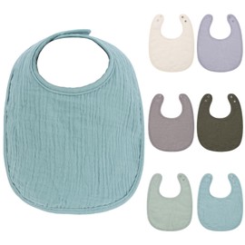 RAINFLOW Baby Bibs for Unisex Boys Girls - Drool Bibs,Soft Cotton Baby Drool,Adjustable with Easy Snaps,6 Solid Colors Set for Drooling and Teething
