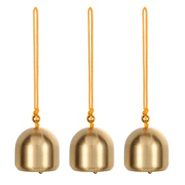 PATIKIL Small Bulk Hanging Bell, 3 Pcs Chinese Feng Shui Bell Good Luck Wind Chime for Door Window Home Garden Decor Wealth and Safe Pendant, Golden-Yellow