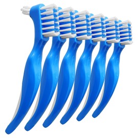 6 Pack RE-GEN Double Sided Easy Grip Ergonomic Multipurpose Denture Dental Care Cleaning Brush Tool