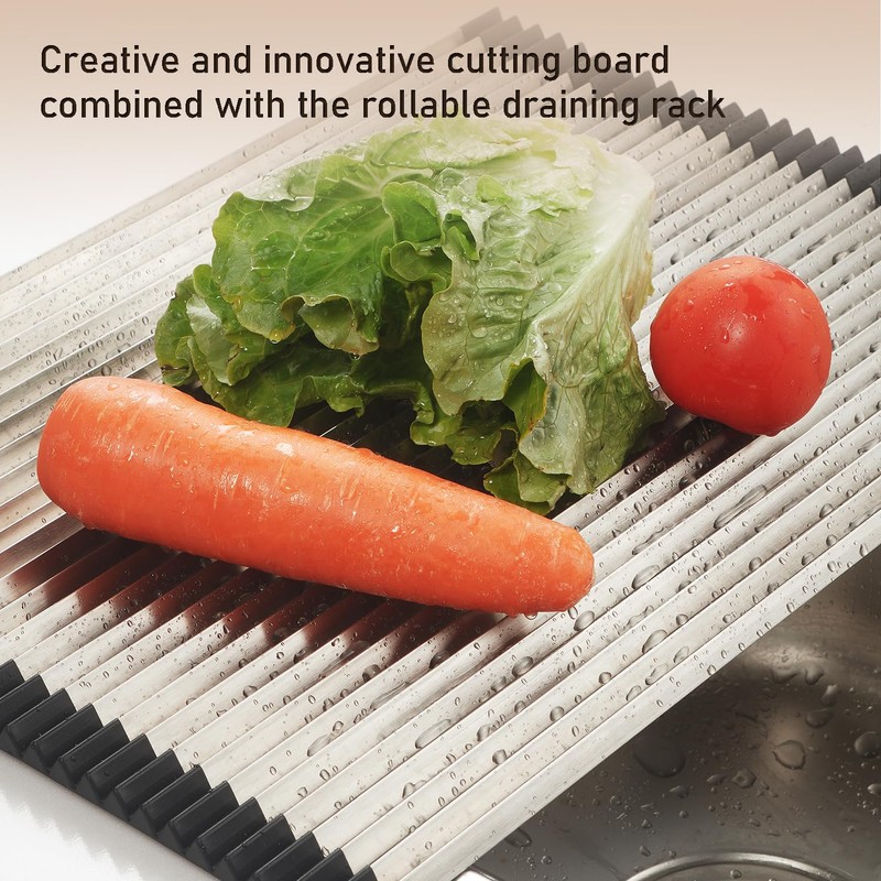 iupilon ProGrade 304 Stainless Steel Rollable Cutting Board & Over-Sink