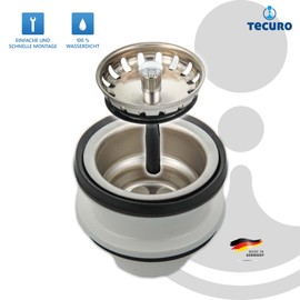 tecuro Sink Outlet Strainer Basket Valve 1 1 / 2 Inch / Ø 70 mm up