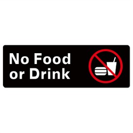 No Food Or Drink Signs - Strong Self-Adhesive, Durable Business Signs, No Tools Required, Quick To Install, Perfect For Your Business (9"X3", Black/White)