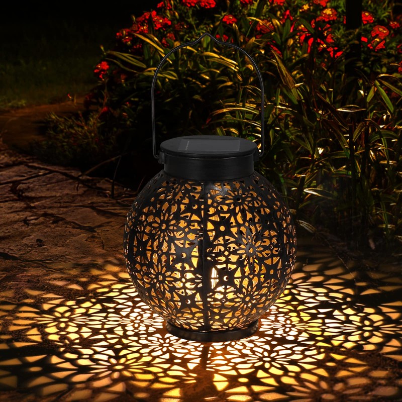 GolWof Solar Lantern Outdoor, LED Solar Light, Waterproof Decorative, Bronze,