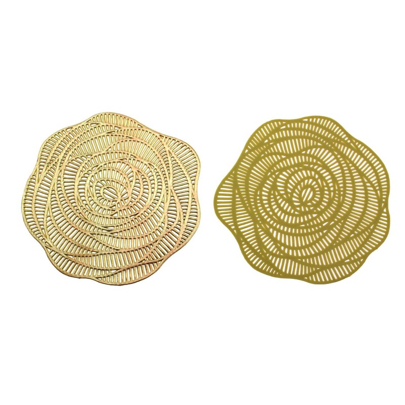 speed mao Fashionable Rose Coasters PVC Insulated Gold Set of