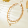 Gold Layered Necklaces Pearl Chunky Gold Statement layered Paperclip Adjustable