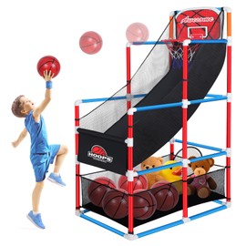 Arcade Basketball Game Set with 4 Balls for Kids,Adjustable Toy Game Sport with Storage for 3 to 12 Years Old，Kids Basketball Hoop Suited for Outdoor and Indoor