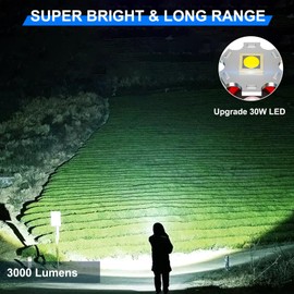 Siuyiu Flashlights High Lumens, 3000 Lumens Rechargeable Flashlight with LCD Digital Power Display, Zoomable LED Super Bright Flash Light, 4 Mode, IPX5 Waterproof for Camping, Emergencies and Outdoor