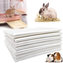 Niwaes 50 Pcs Disposable Rabbit Cage Liner, 35'' X 27'' Large Bunny Cage Tray Liners Clear Plastic Guinea Pig Toilet Film for Bunnies Ferrets Chinchillas Birds Small Animal - Leak Proof & No Mess