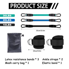 Pack of 5 Ankle Resistance Bands, Resistance Bands for Leg Butt Training, Home Gym Exercise Equipment for Men and Women, for Toning Buttocks and Leg Muscles (Black)