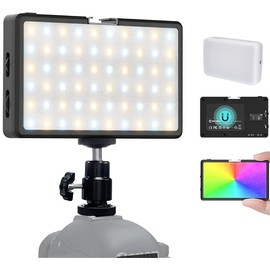 RGB LED Video Light, Moman Camera Light for Photography, Portable 5000mAh Video Recording Lights with Cold Shoe, Mini Light CRI98+Dimmable 2500-9000K Video Lighting, On-Camera-LED-Video-Light