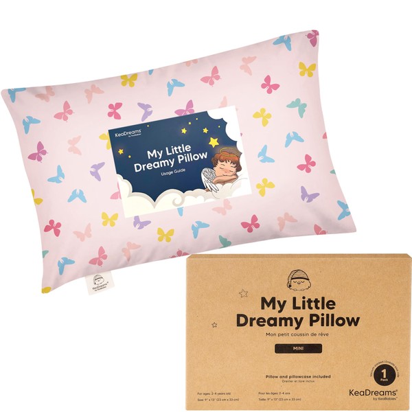 Mini Toddler Pillow with Pillowcase - 9x13 My Little Dreamy Mini Pillow, Organic Toddler Pillows for Sleeping, Kids Pillow, Small Pillows, Travel Pillows for Sleeping, Toddler Bed Pillows (Flutter)