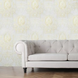 WM Floral Beige cream Gold Metallic textured toile damask victorian Wallpaper rolls - sample 8.5 inches x 11 inches