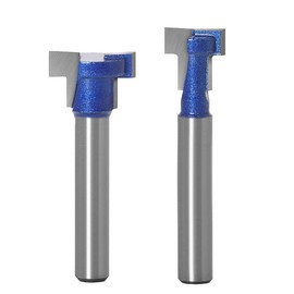 Gasea 2pcs 1/4" Shank Handle T-Slot Cutter Router Bit T-Track Keyhole Bits for Woodworking Cutting Tool 5/8'' and 7/16''