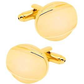 Jonwo 14K Gold Plated Oval Cufflinks for Men Lady In Gift Case Hand Polished Men's Cufflinks Jewelry Set for Wedding Party Anniversary Business Events Tuxedo Dress