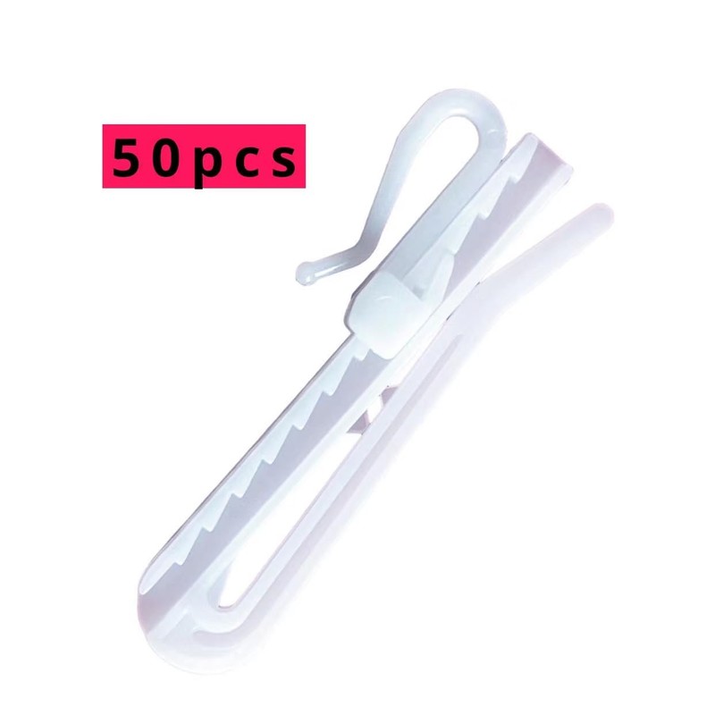 50 Pcs Plastic Adjustable Depth Pleat Hooks for Window, Door
