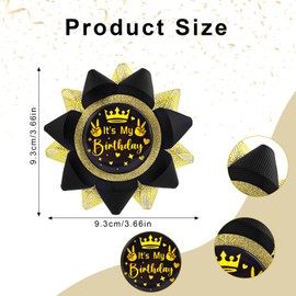 It's My Birthday Pin, Happy Birthday Button for Women Men Kids Black & Gold Grosgrain Ribbon Badge for Boys Girls Parties Decorations Gifts Costume Accessories