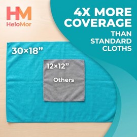 HELOMOR Paño de limpieza de microfibra extragrande de 30x18', pack de 6, multiusos reutilizable, cocina, ventana de coche, altamente absorbente, sin pelusas, sin rayas mango no incluido