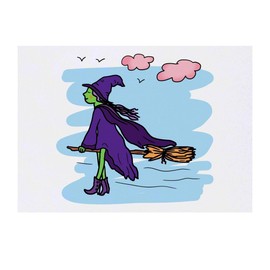 'Witch Riding On A Broomstick' Temporary Tattoo - Water Resistant, Skin-Safe, Non-Toxic Transfer (TO00082953)