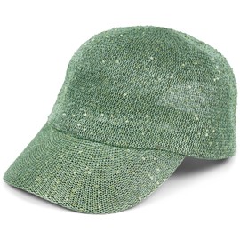 styleBREAKER Women's Summer Baseball Cap Woven with Sequins, Airy Baseball Cap with Metal Buckle, Adjustable, Plain Peaked Cap for Beach and Leisure, Colour: Matcha Green