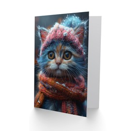 Artery8 Birthday Card Cute Kitten in Winter Hat Scarf Baby Cat Pet For Son Daughter Girl Boy Kids Happy Card