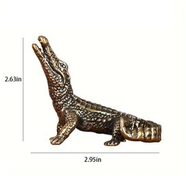 Ximimark 3pc Exquisite Crocodile Figurine - Brass Statue Art Craft with Intricate Details, Perfect Keychain Pendant for Bookshelf, Home, Living Room, Office, Winter, Christmas Celebration