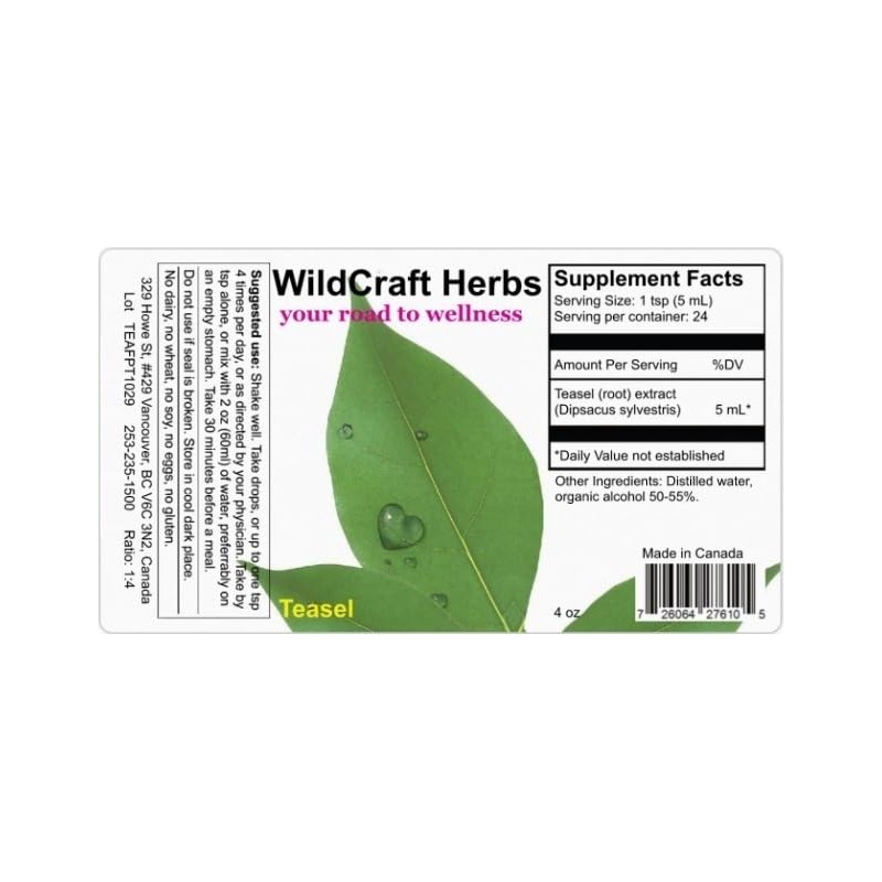 Wildcraft Herbs Wildcraft Herbs Teasel Herb Tincture Extract 4 oz