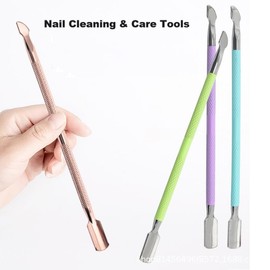 HaimiLiya Cuticle Pusher Gel Nail Remover Tool Dual-end Dead Skin Nail Pusher Nail Dirt Cleaner Tool Gel Polish Remover Tool, 420 Stainless Steel,No.01